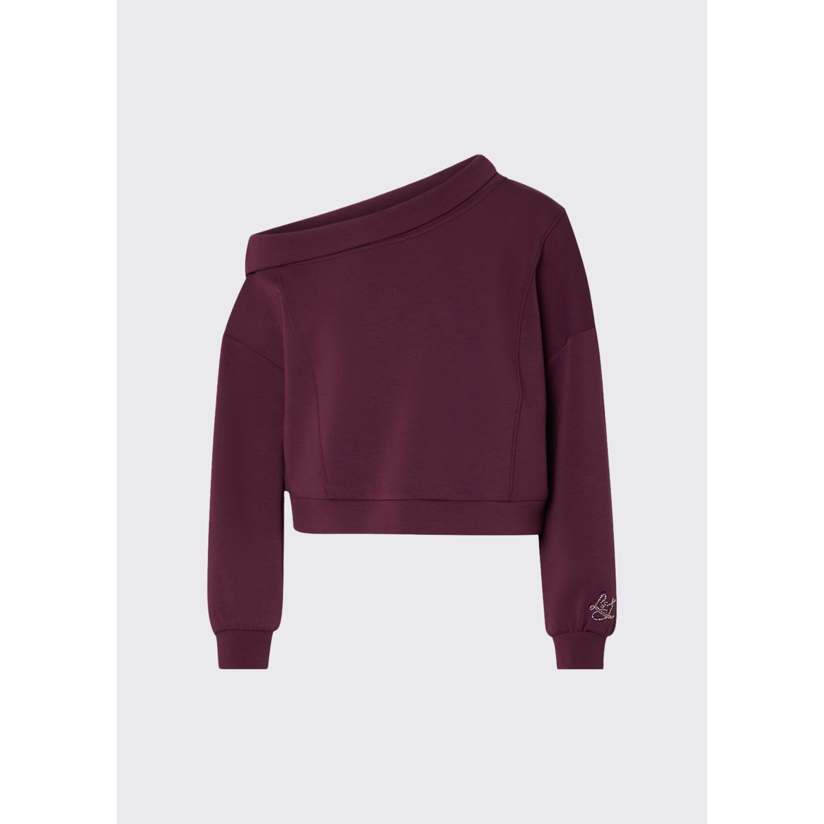 Sweat-shirt à encolure asymétrique aubergine, LIU JO