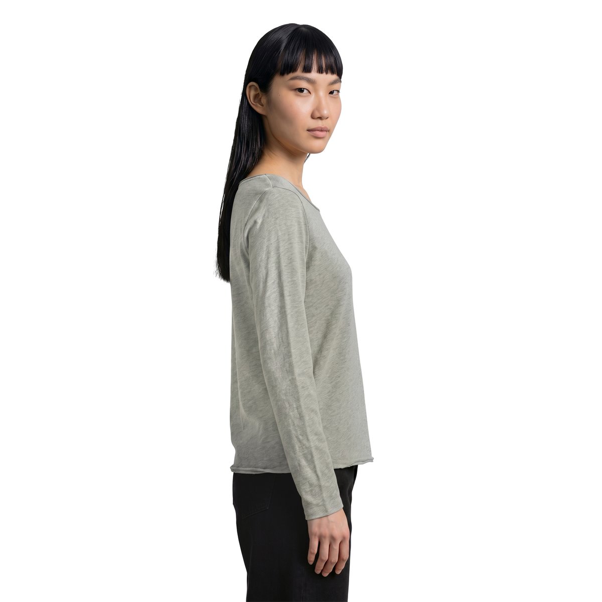 T-shirt long régulier en coton biologique gris, MARC O’POLO DENIM