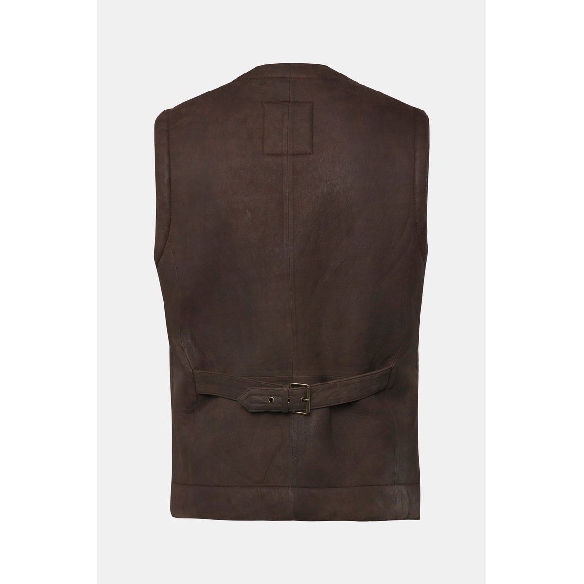 Gilet en cuir véritable, boutons noisette, JP1880