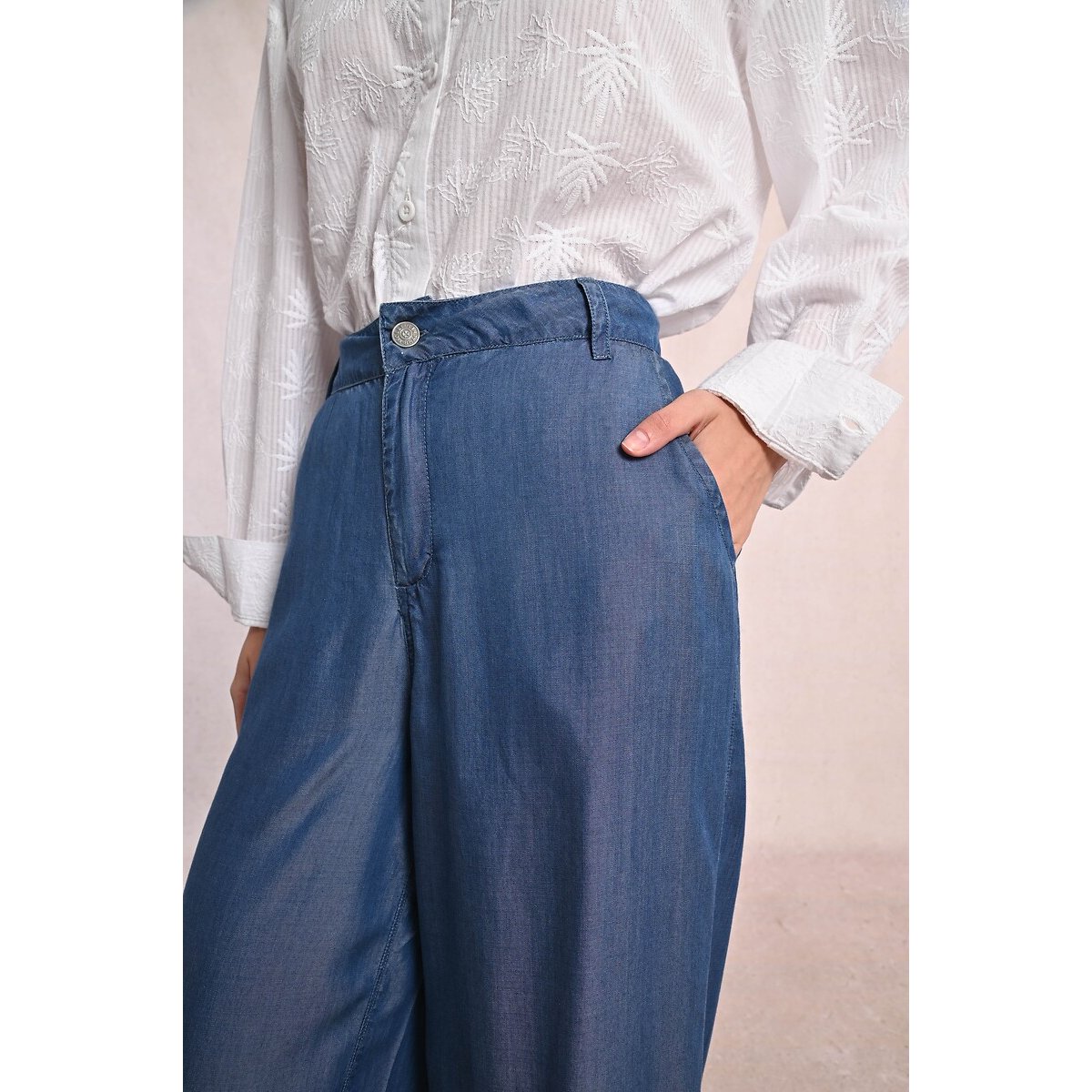 Wide Leg Denim Trousers blue denim, MOLLY BRACKEN