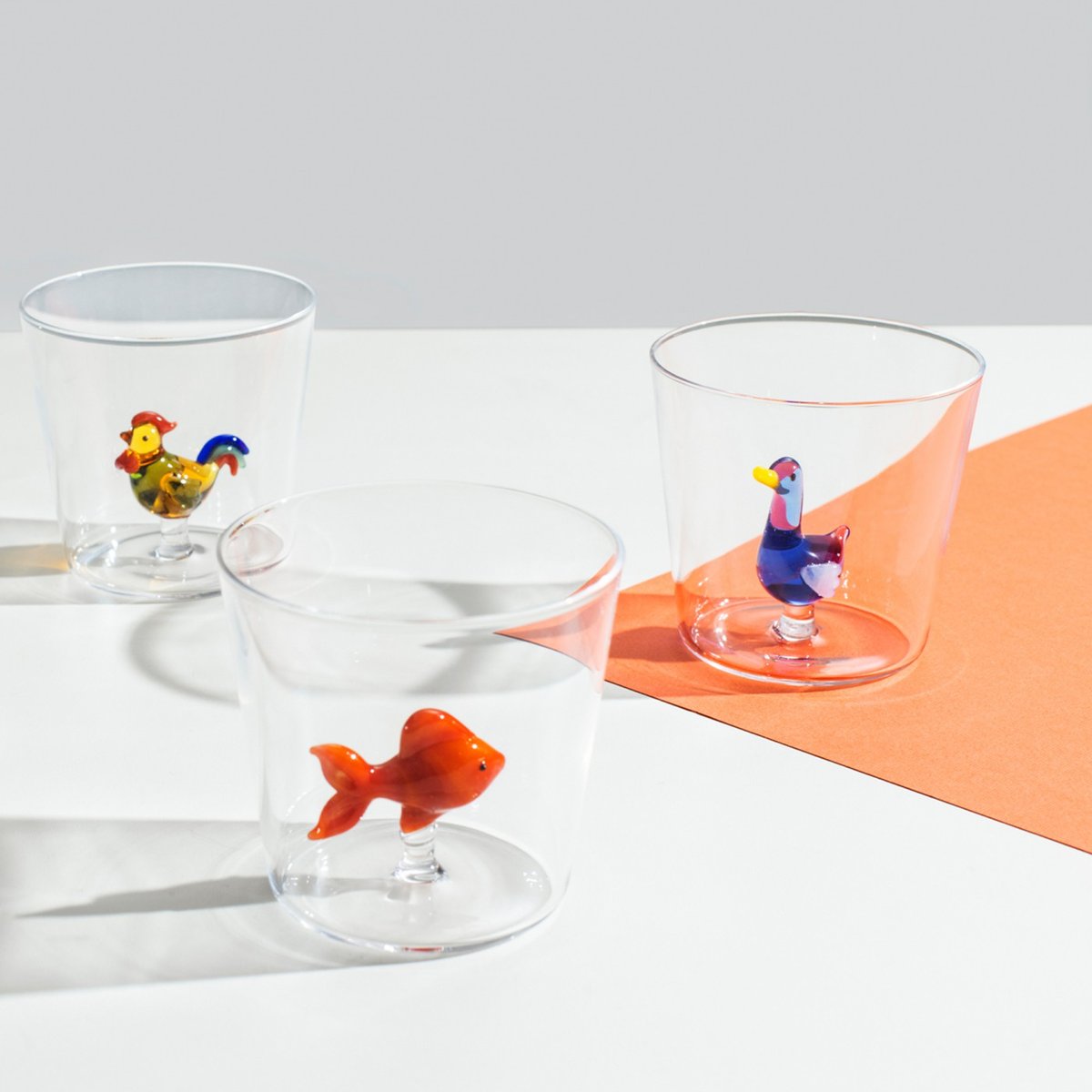 Verre à eau design poisson  ANIMAL FARM Red Fish rouge, ICHENDORF