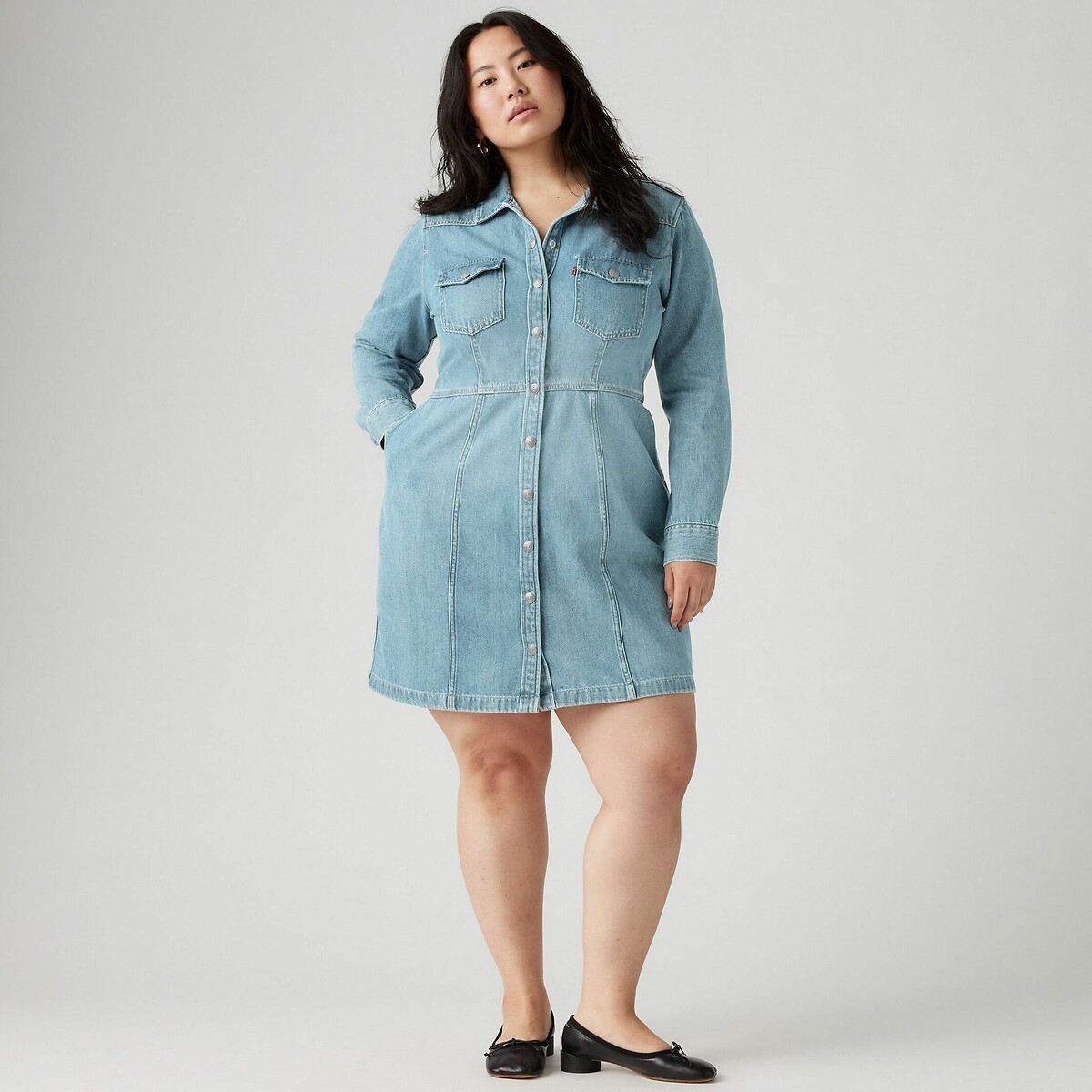 Vestido estilo camisa, em ganga plant pause, LEVI’S PLUS