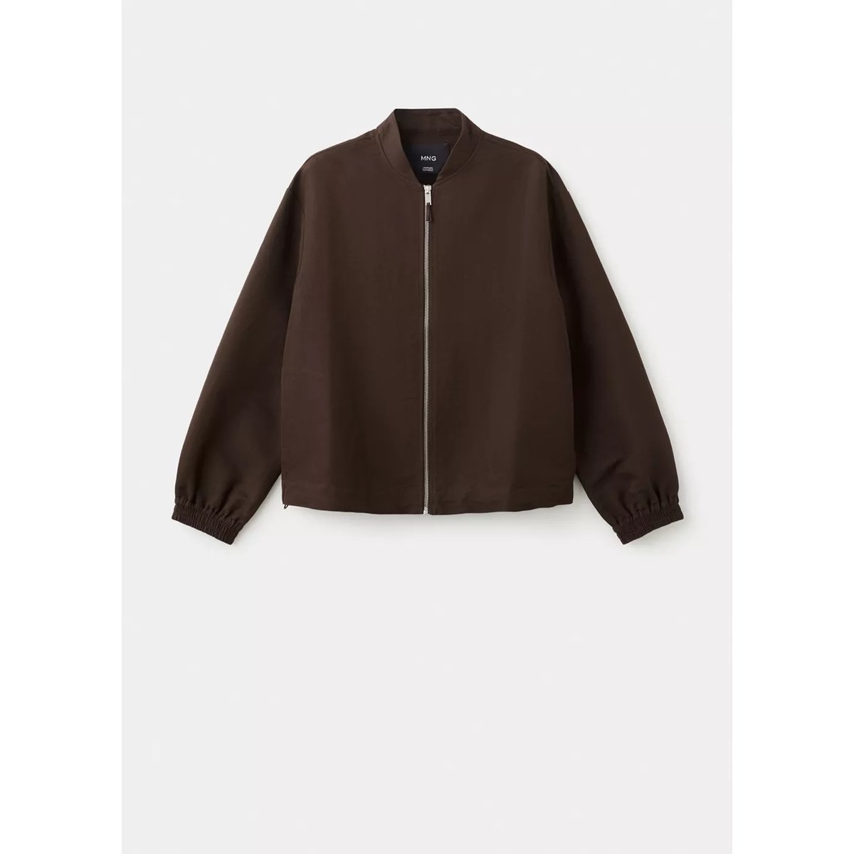 Veste bomber lin chocolat, MANGO