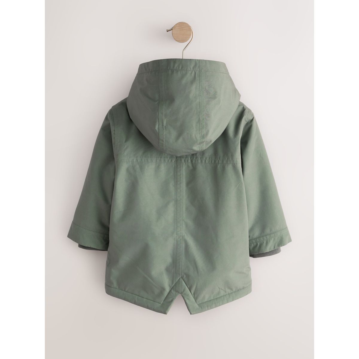 Parka imperméable à doublure en peau lainée vert, NEXT
