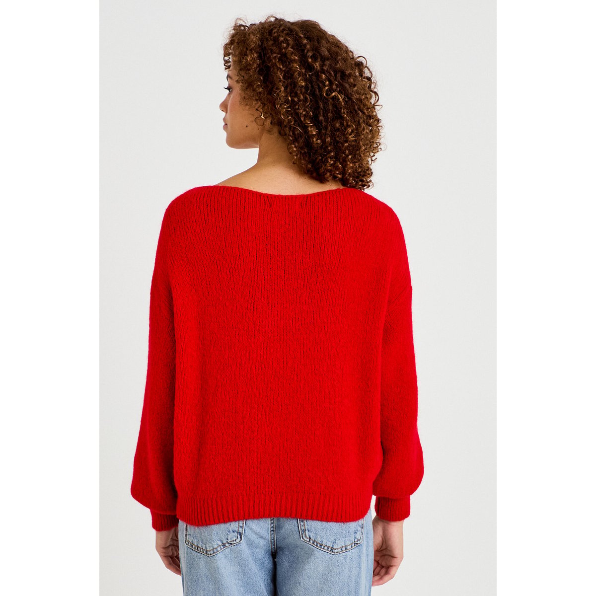 Pull ample col bateau manches longues rouge, CACHE CACHE