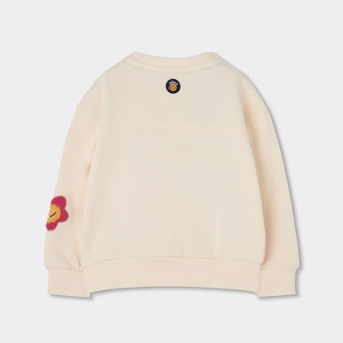 Sweat-shirt en molleton fille avec emojis blanc, BOBOLI