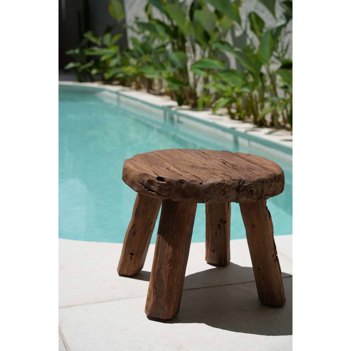 Table d’appoint bois de teck MARABUNTA beige, BAZAR BIZAR