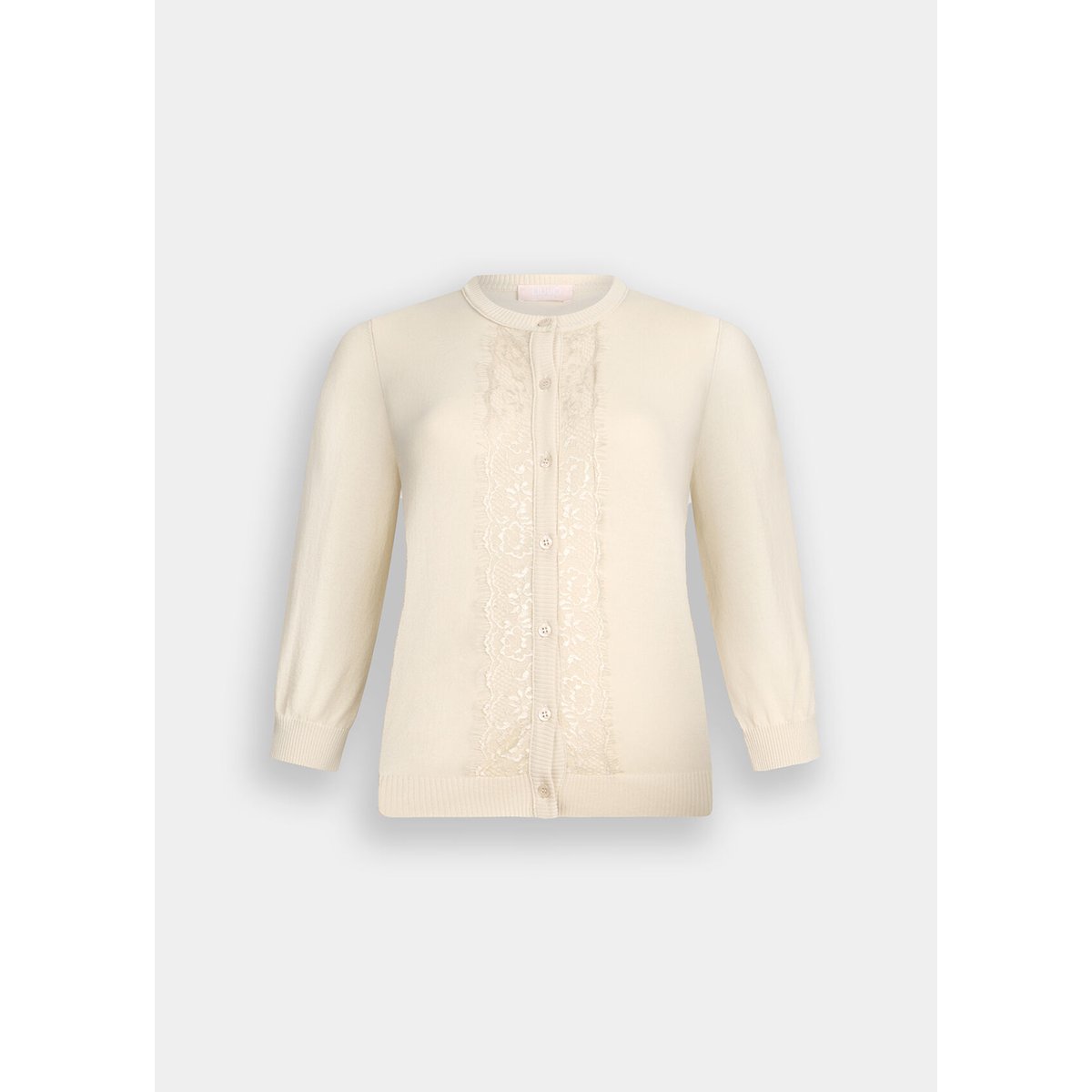Cardigan avec détails en dentelle beige clair, LIU JO