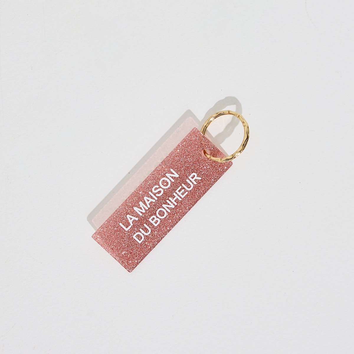 Porte clé paillettes message rose, GRAIN DE MALICE
