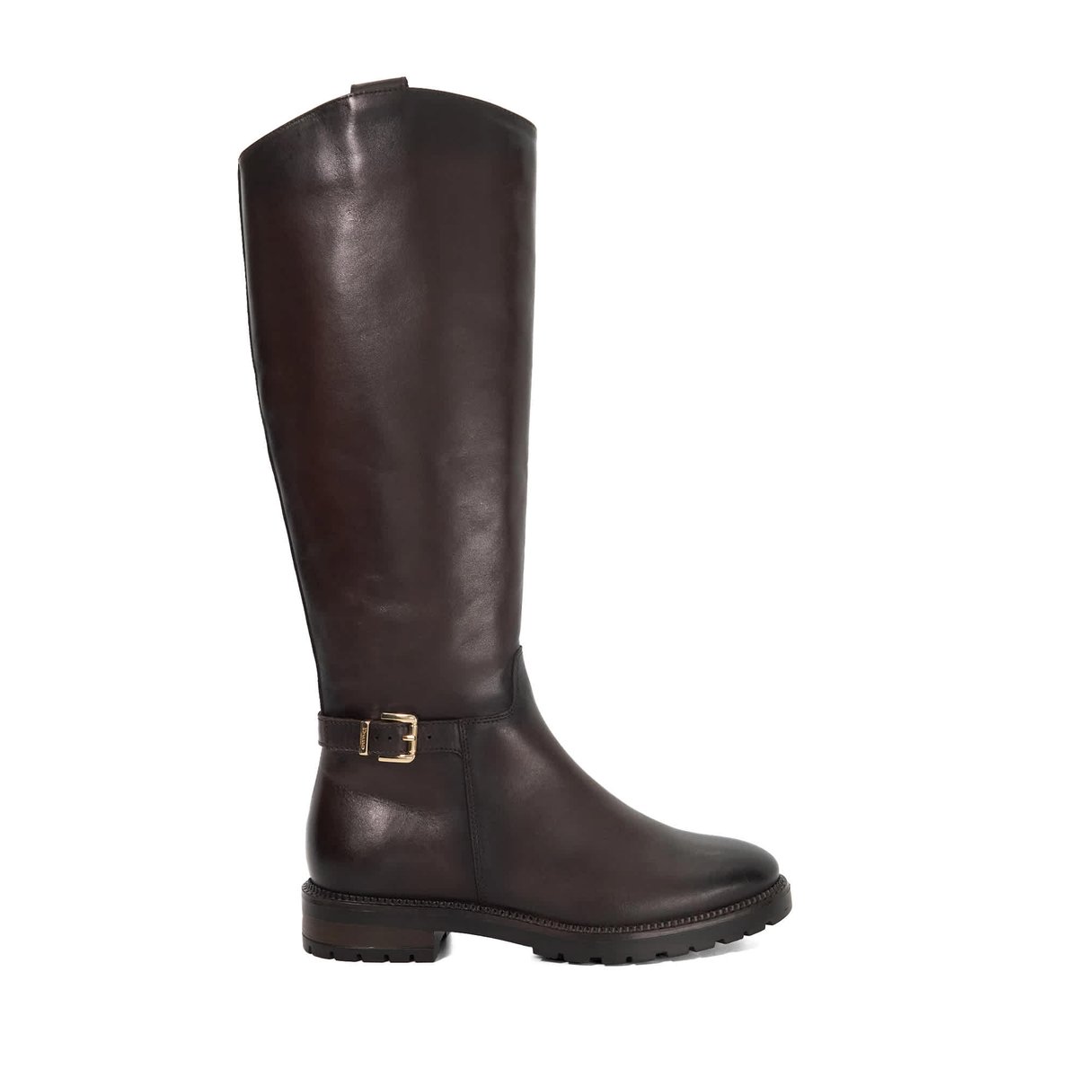 Bottes au genou en cuir à boucle - TABBEY brown-leather, DUNE LONDON
