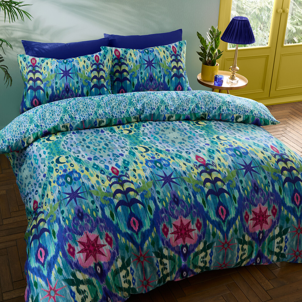Ikat 200 Thread Count Cotton Sateen Duvet Cover And Pillowcase Set blue, MATTHEW WILLIAMSON