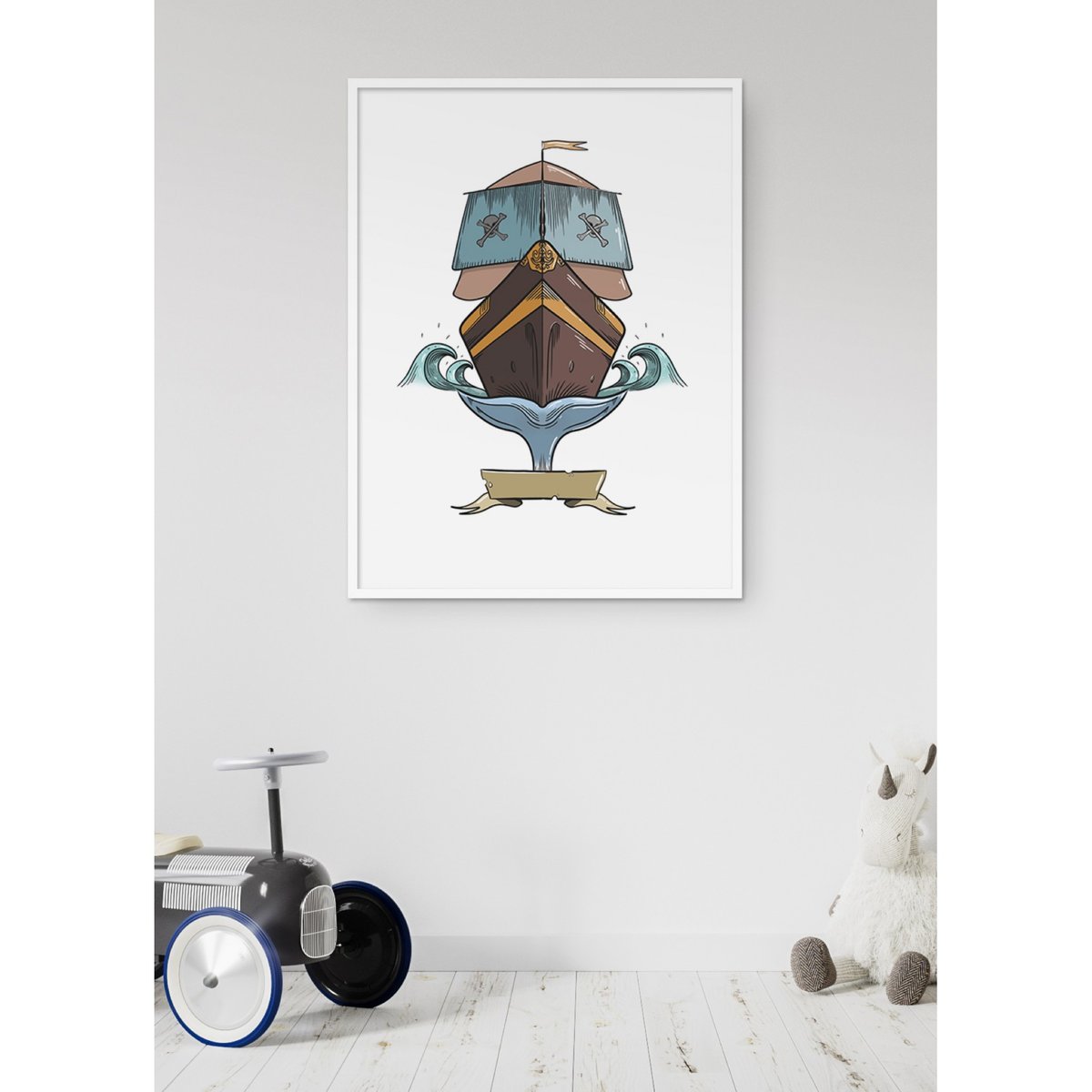 Affiche Enfant Bateau Pirate blanc, L'AFFICHERIE