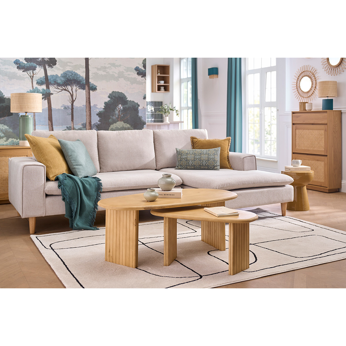 Tables basses gigognes bois clair manguier massif (lot de 2) MARBELLA couleur unique, MILIBOO