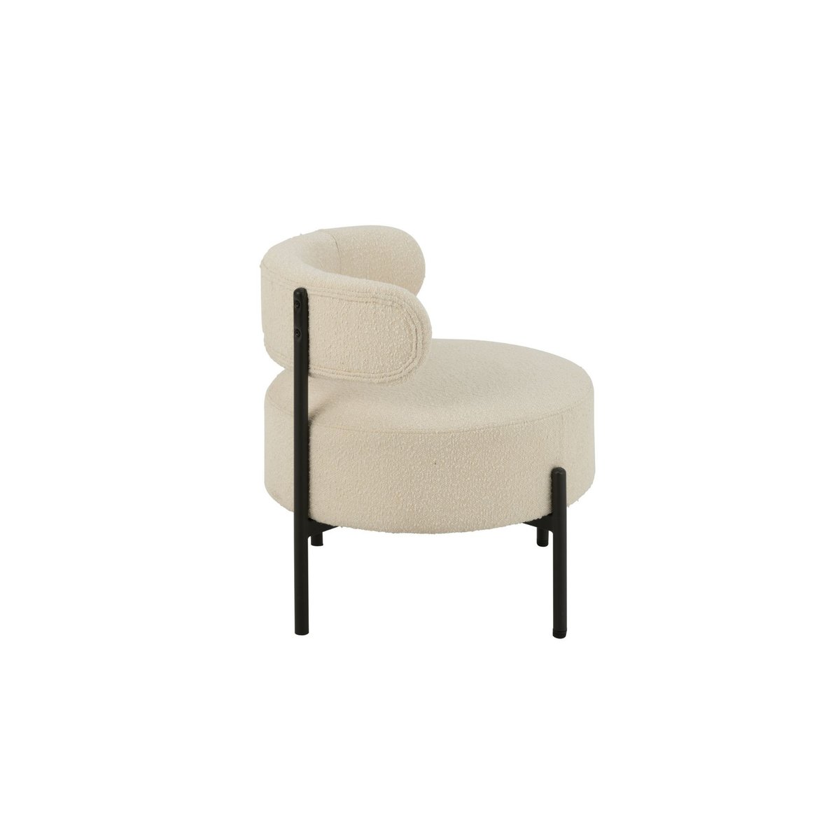 Fauteuil lounge en métal noir et bouclette - GERDA blanc, HELLIN, DEPUIS 1862