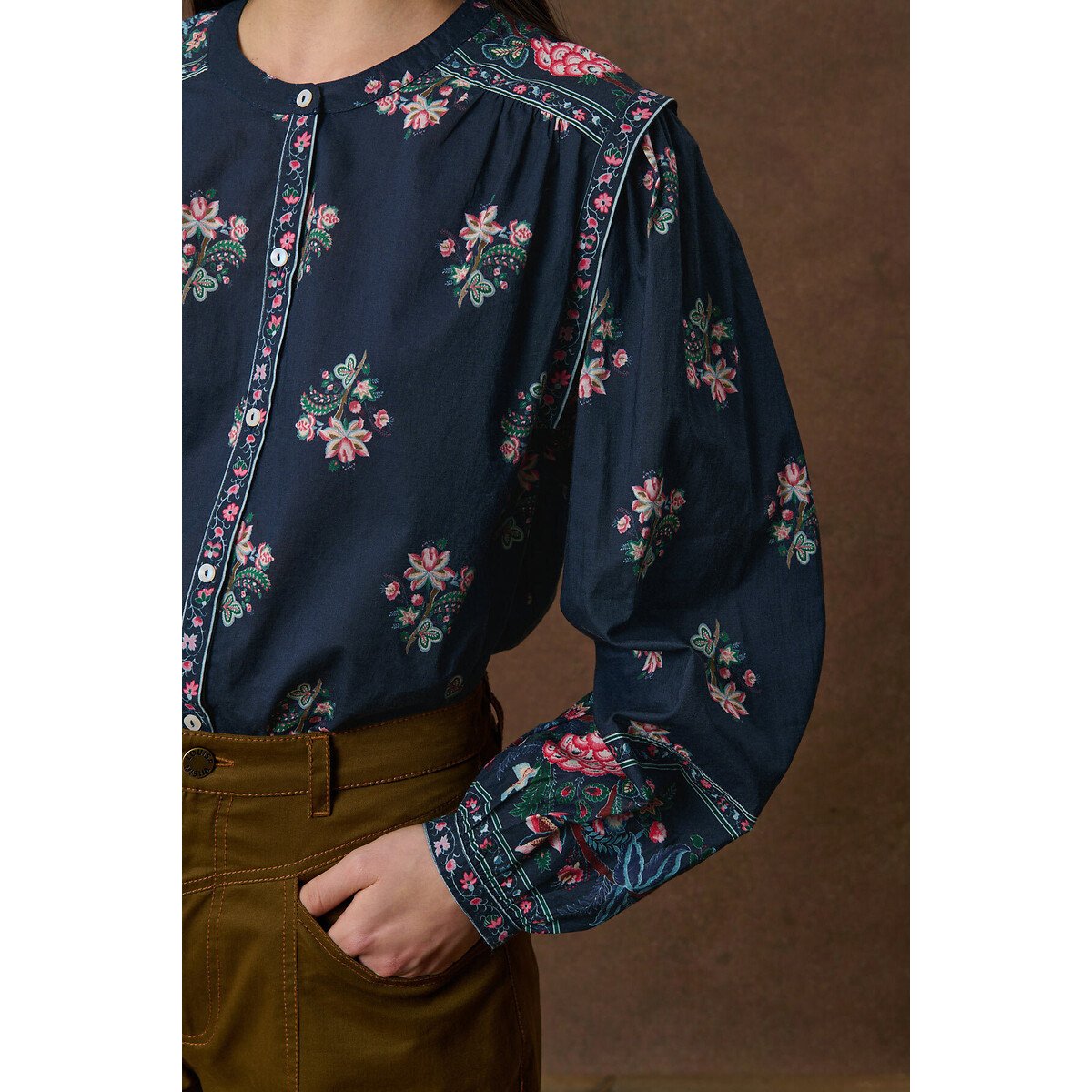 Blouse col rond imprimé floral, JANE marine, LOUISE MISHA