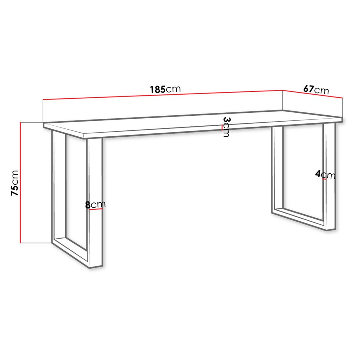 Table à manger 185x67 cm - CARONAL blanc / noir, BEST MOBILIER