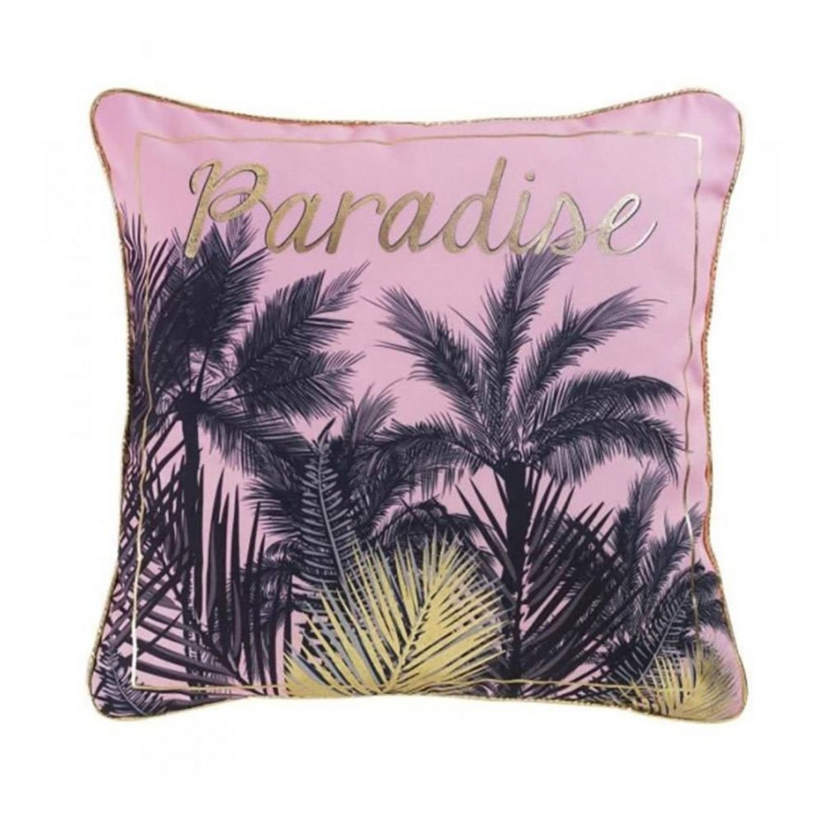 Coussin Passepoil 45x45 Or Pur Paradise rose, DECORATIE