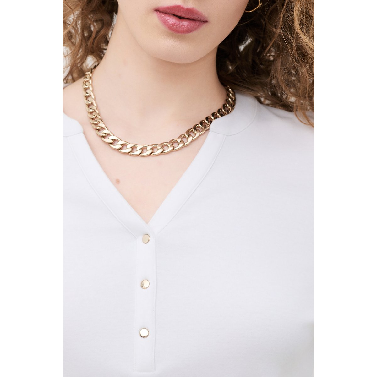 T-shirt droit col tunisien TMARGARET ecru, CAROLL
