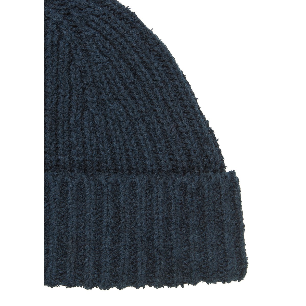 Bonnet tricoté en bouclette en coton bio mélangé bleu foncé, MARC O'POLO