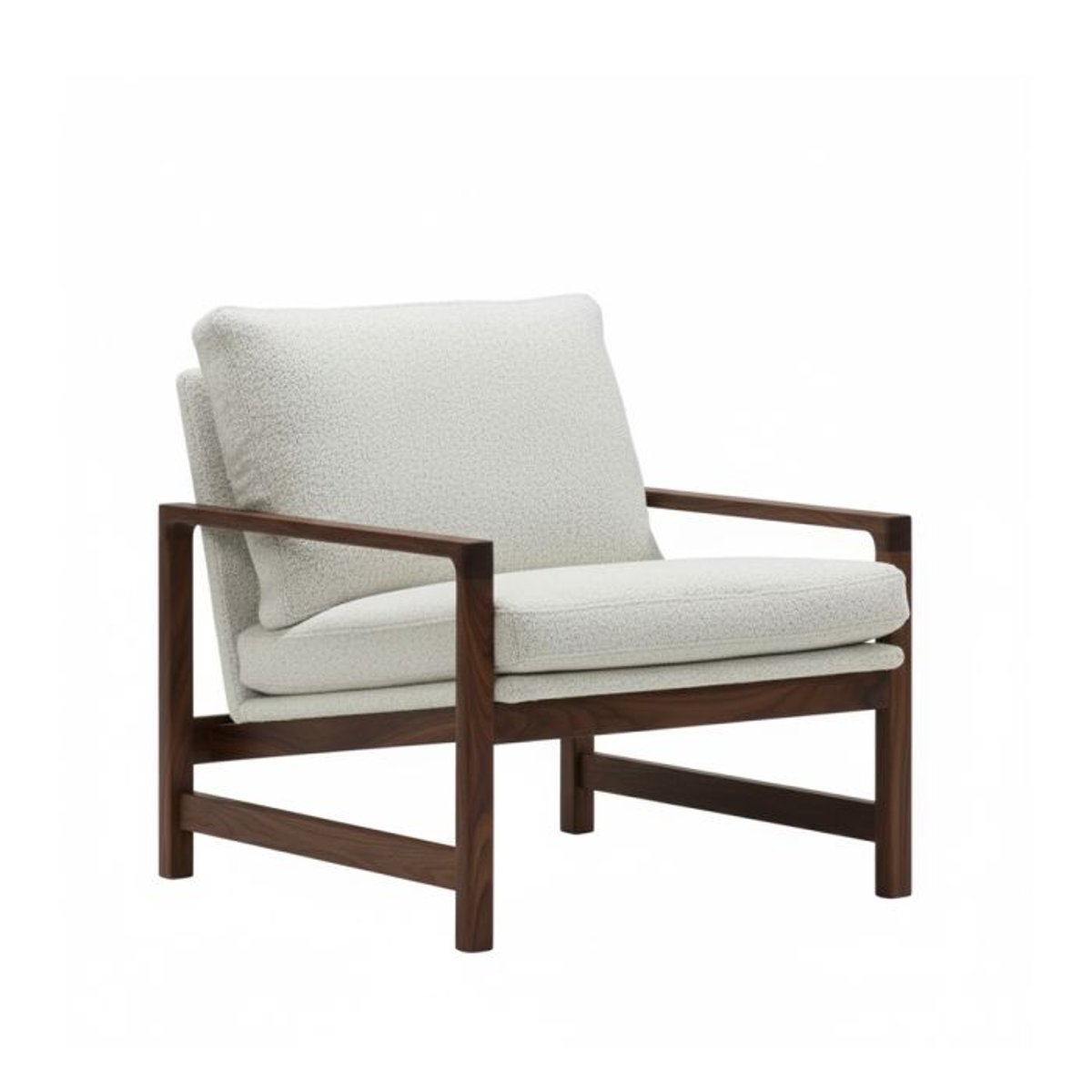 Fauteuil, Chêne massif et tissu bouclé, TROUBADOUR noyer / bigello milk, ALTASSINA