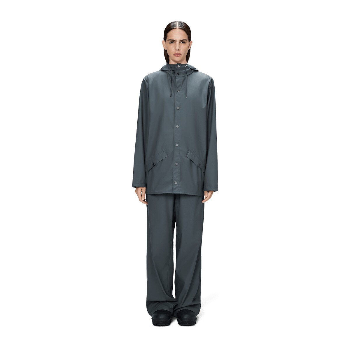 Veste imperméable à capuche unisexe, JACKET bleu gris, RAINS