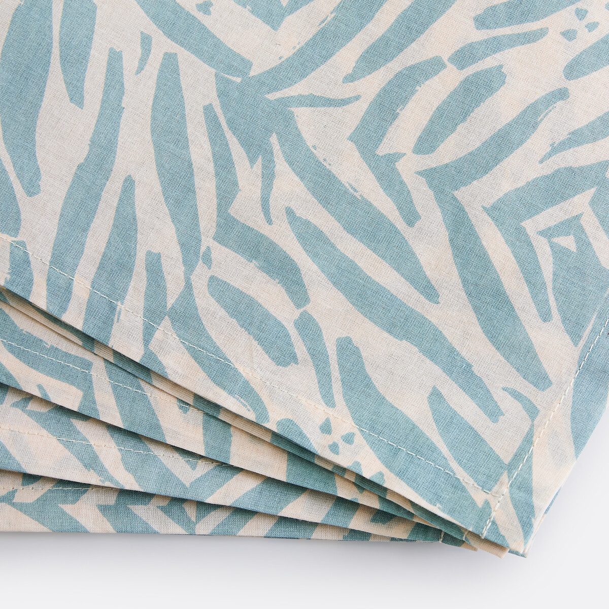 Lot 4 serviettes de table en voile de coton imprimé, LEAN imprimé bleu, LA REDOUTE INTERIEURS