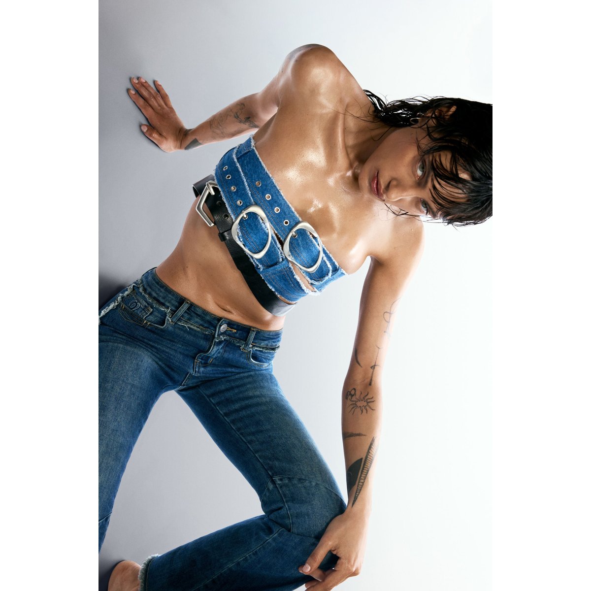 Jean flare effiloché bleu, DESIGUAL