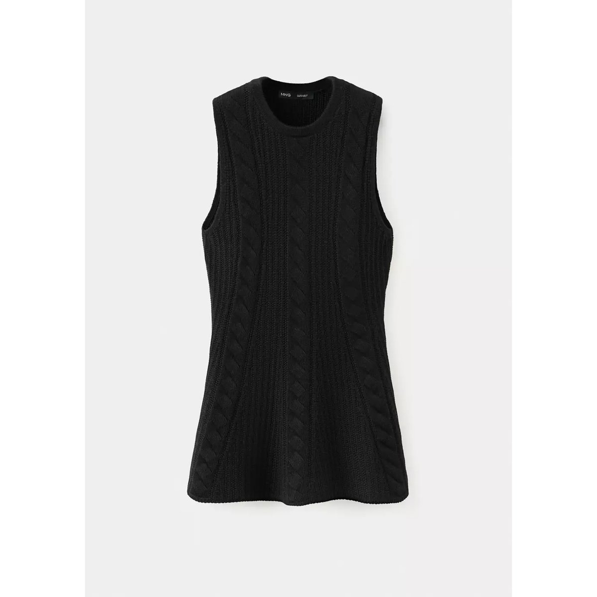 Top maille tressée noir, MANGO