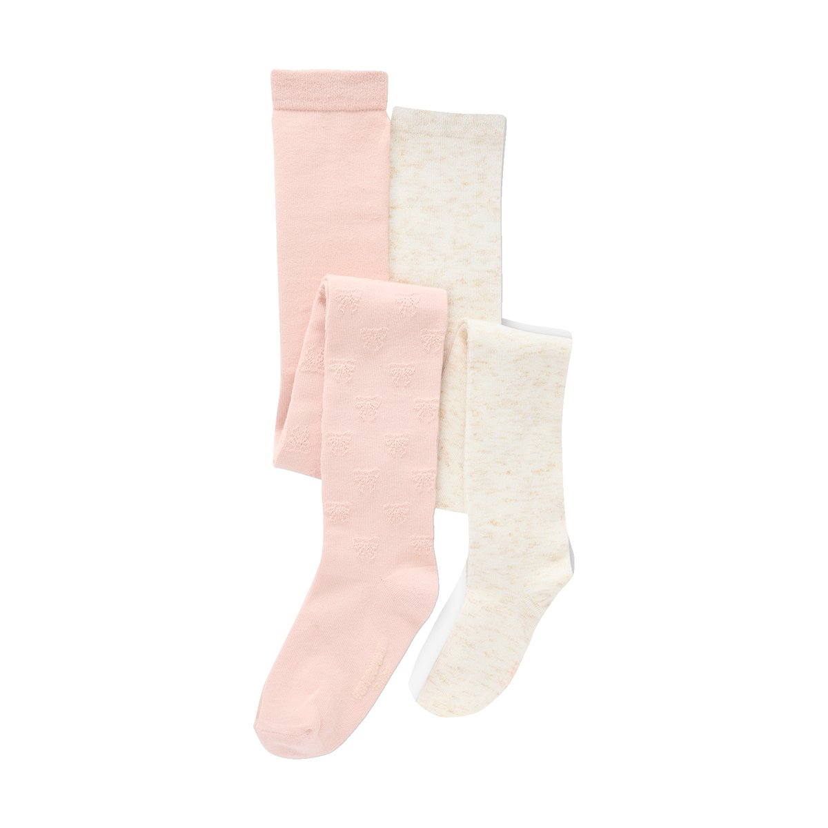 Lot de 2 paires de collants spécial fêtes rose pâle + blanc, VERTBAUDET