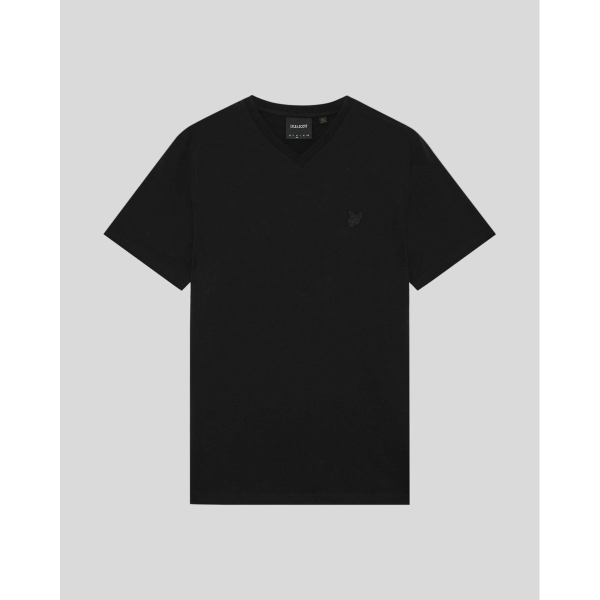 T-shirt en coton superfine col V noir jais, LYLE & SCOTT