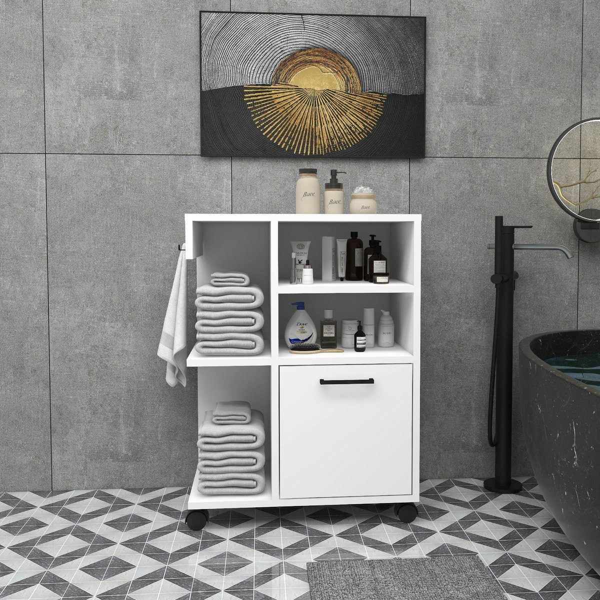 Meuble de rangement sur roulettes MARFA blanc, PIER IMPORT