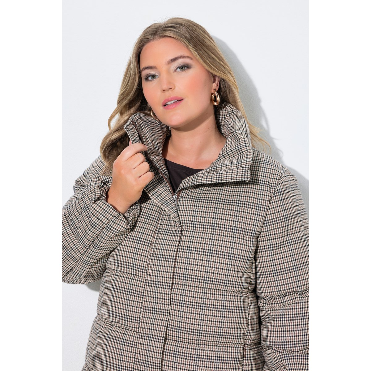 Manteau matelassé, motif pied-de-poule blanc cassé, ULLA POPKEN