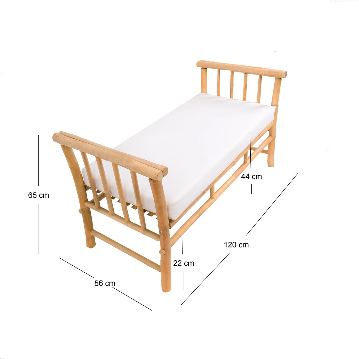 Banc en bois de bambou et tissu, DILI bois naturel, NORDLYS