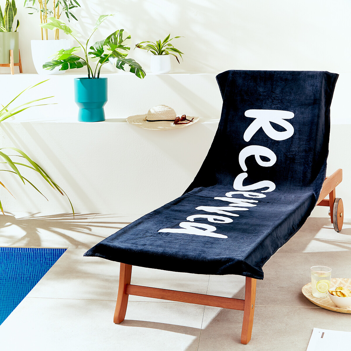 Reserved Sun Lounger Towel black, CATHERINE LANSFIELD