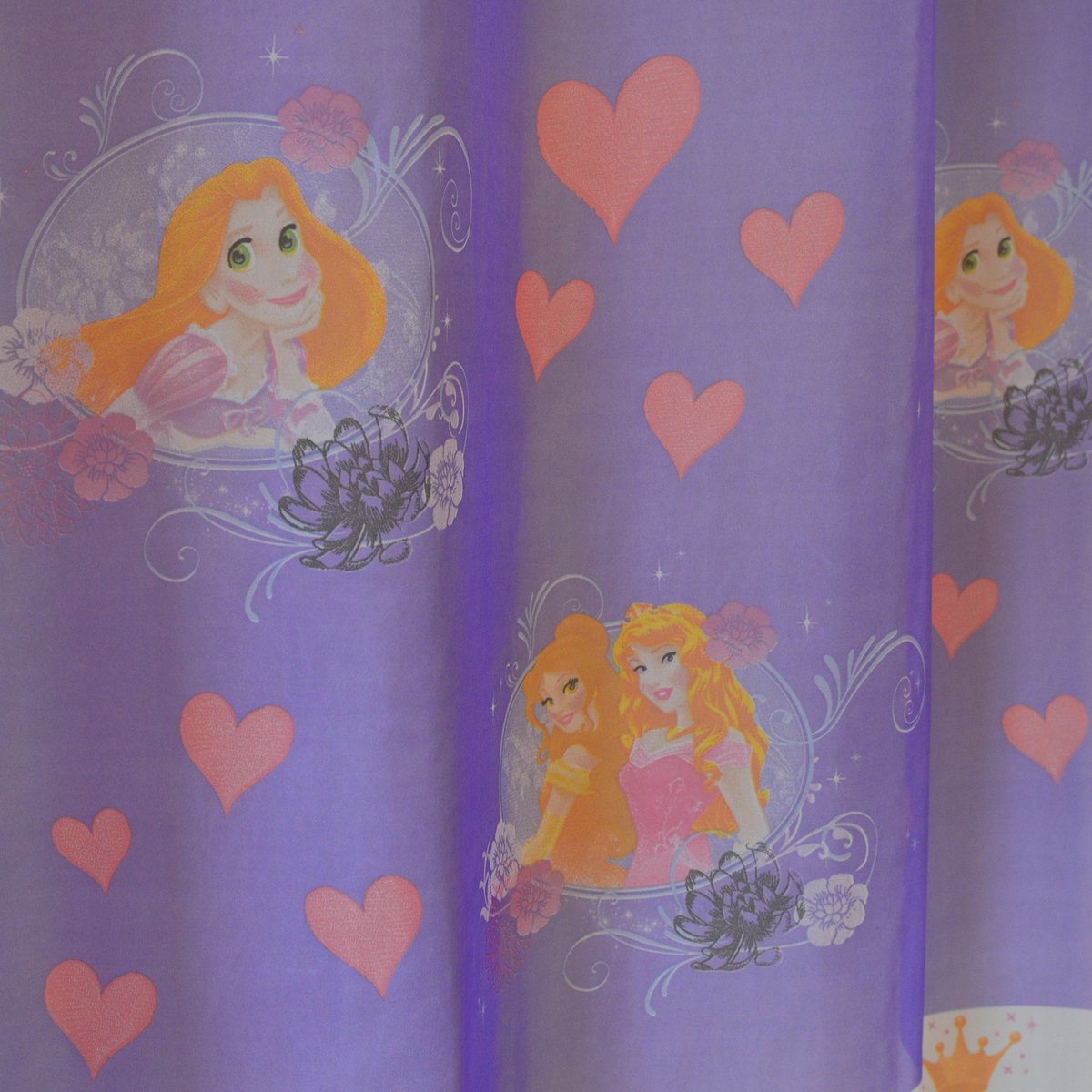 Voilage imprimé à motifs de princesses violet parme, HOME MAISON