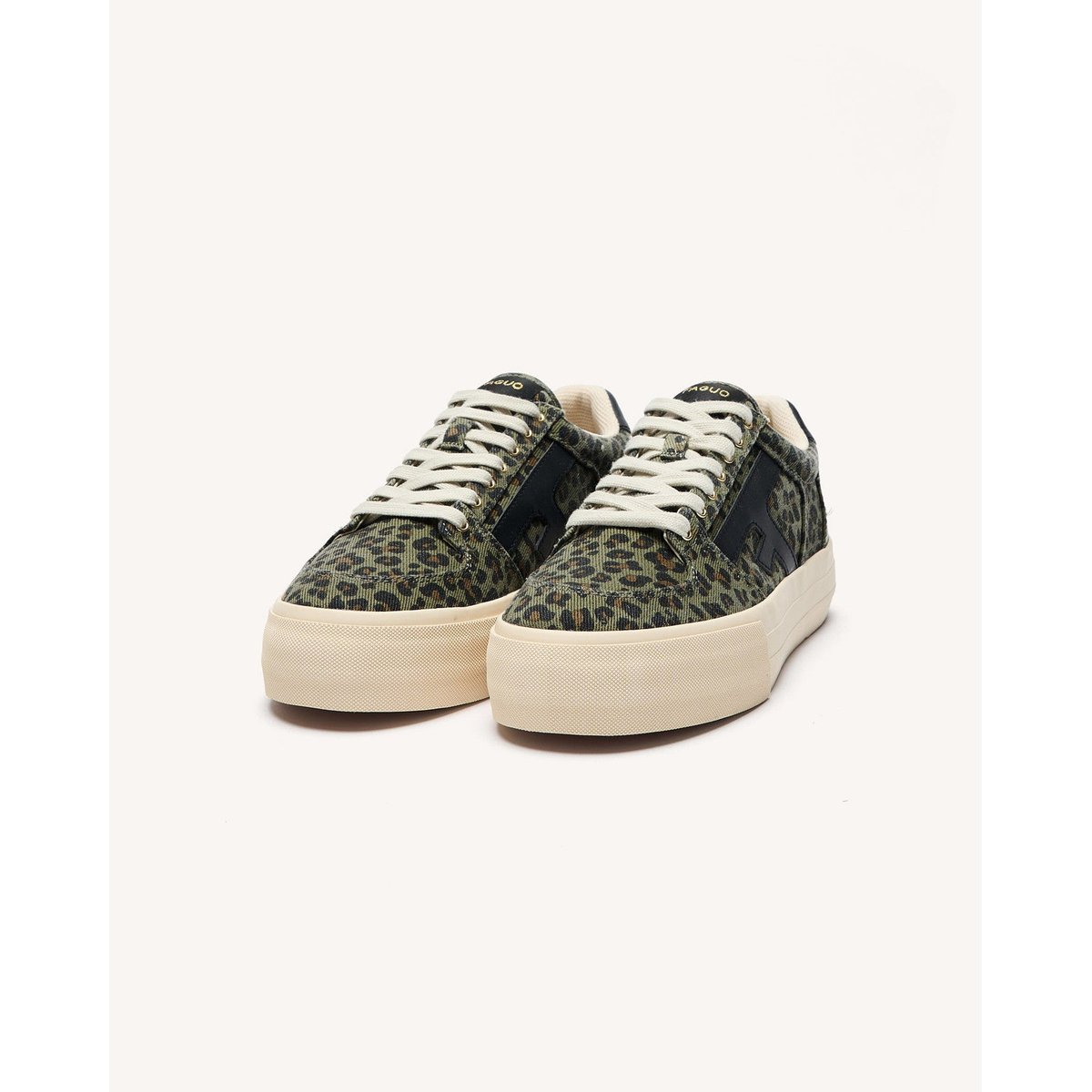 Tennis basses tissu WALNUT PLATFORM kaki foncé, FAGUO