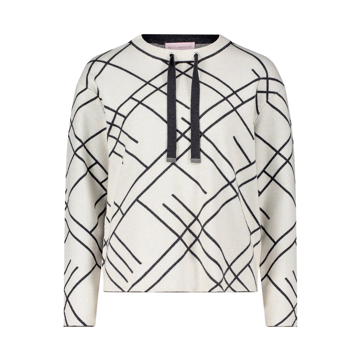 Pull-over en maille à motif jacquard patch beige/grey, BETTY BARCLAY
