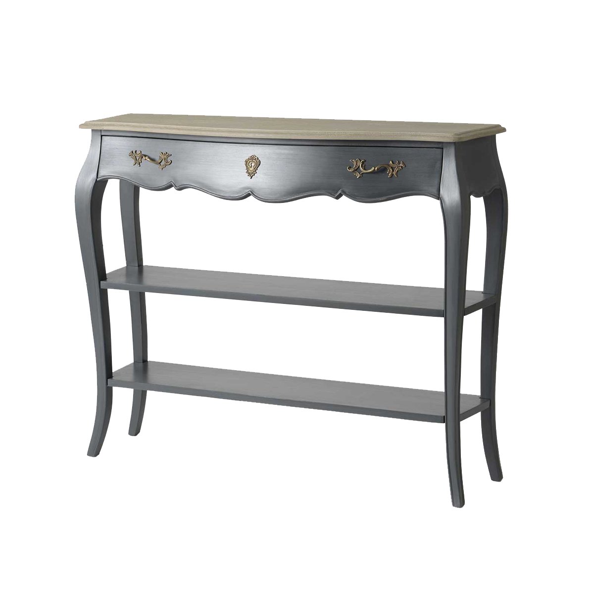Console Murano Céleste 1 Tiroir + Étagères gris, AMADEUS