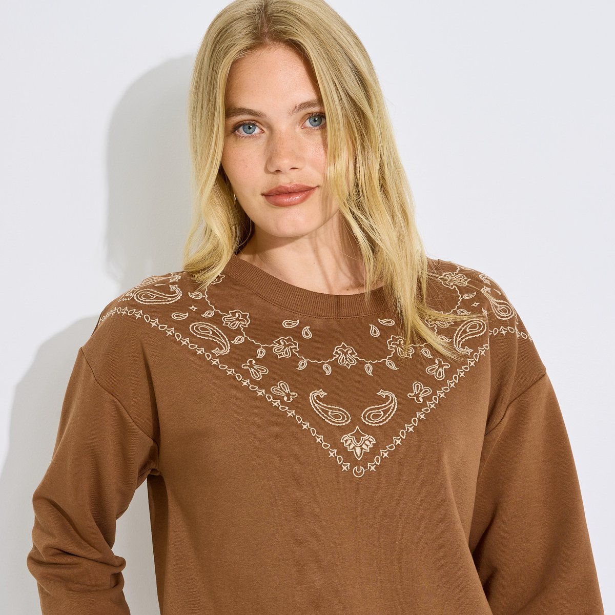 Sweat broderie bandana marron moka, GRAIN DE MALICE