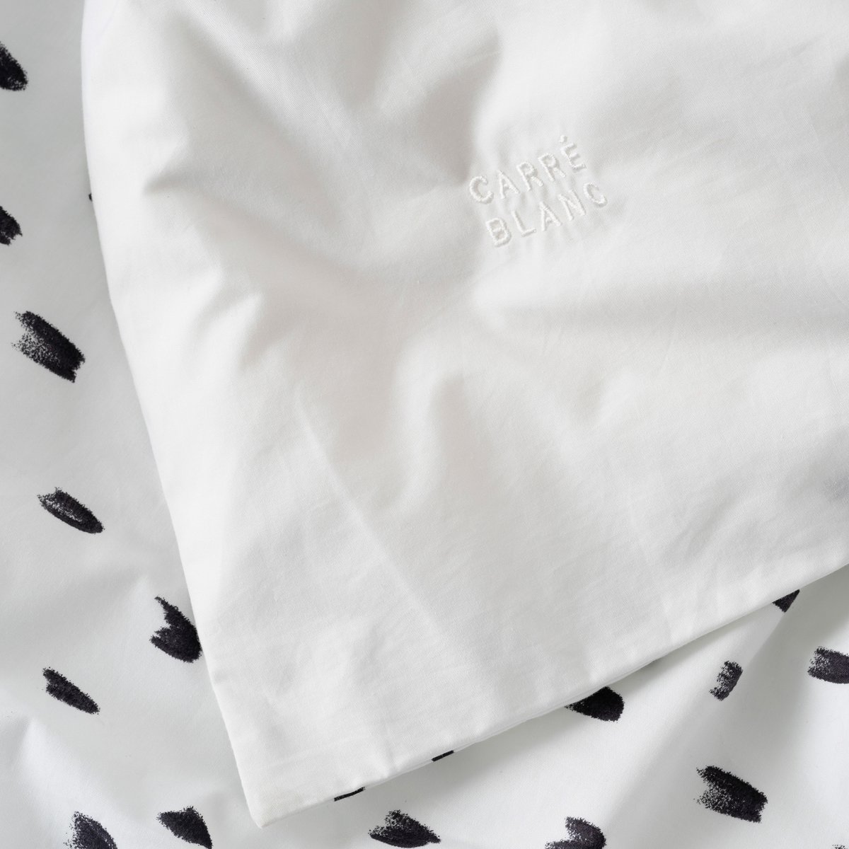 Housse de couette coton réversible HARFANG imprimé, CARRE BLANC