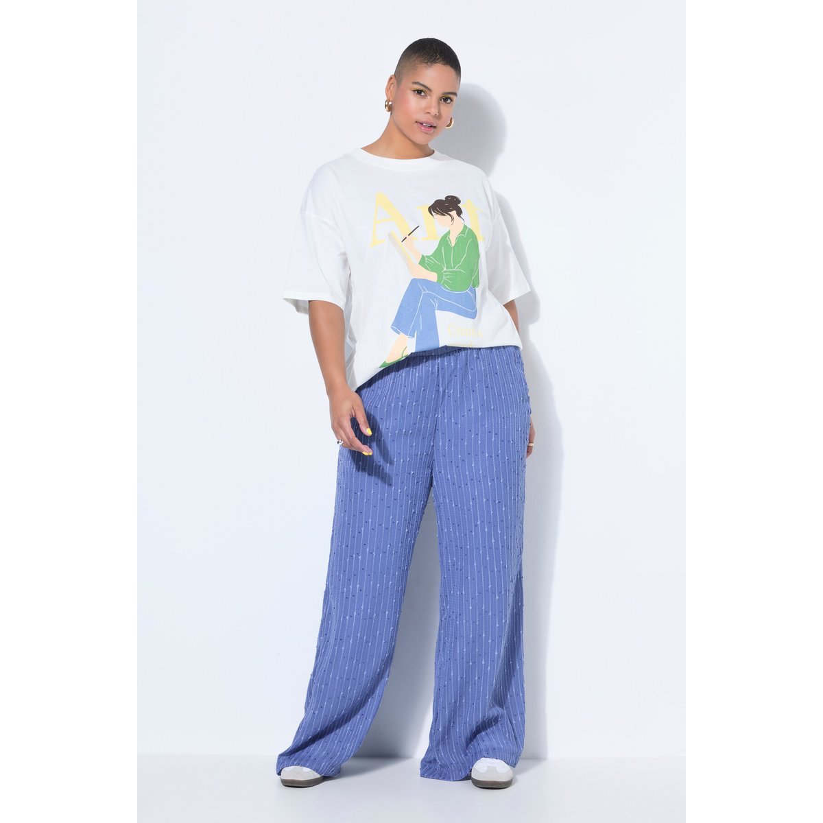 Pantalon, coupe wide Straight Legs gris bleu, STUDIO UNTOLD