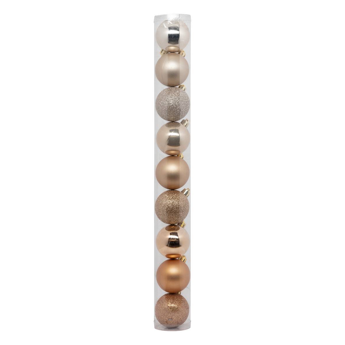 Lot de 9 boules de Noël D.6 cm olive beige, ATMOSPHERA