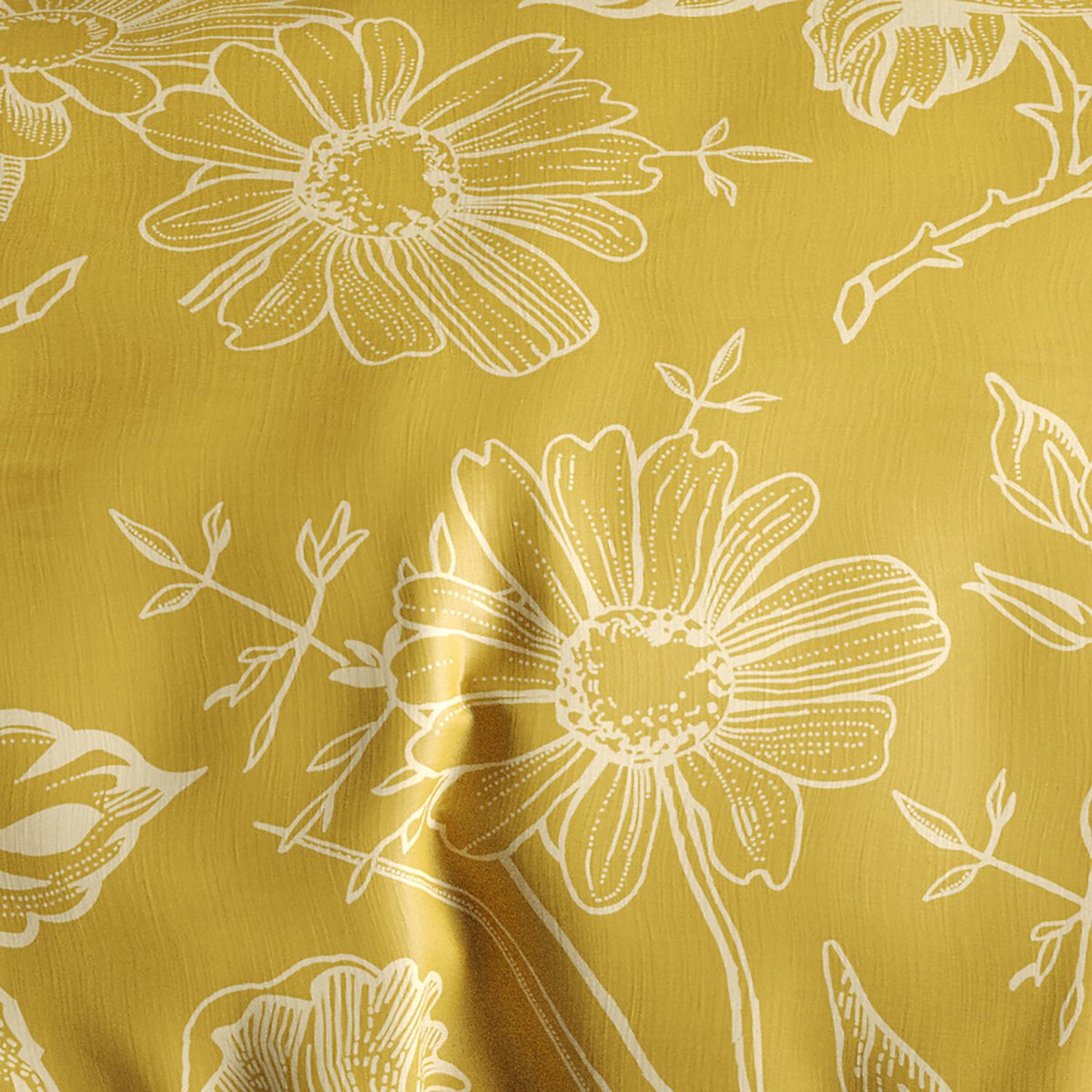 Parure housse de couette en coton imprimée, Victoria ocre, C DESIGN HOME TEXTILE