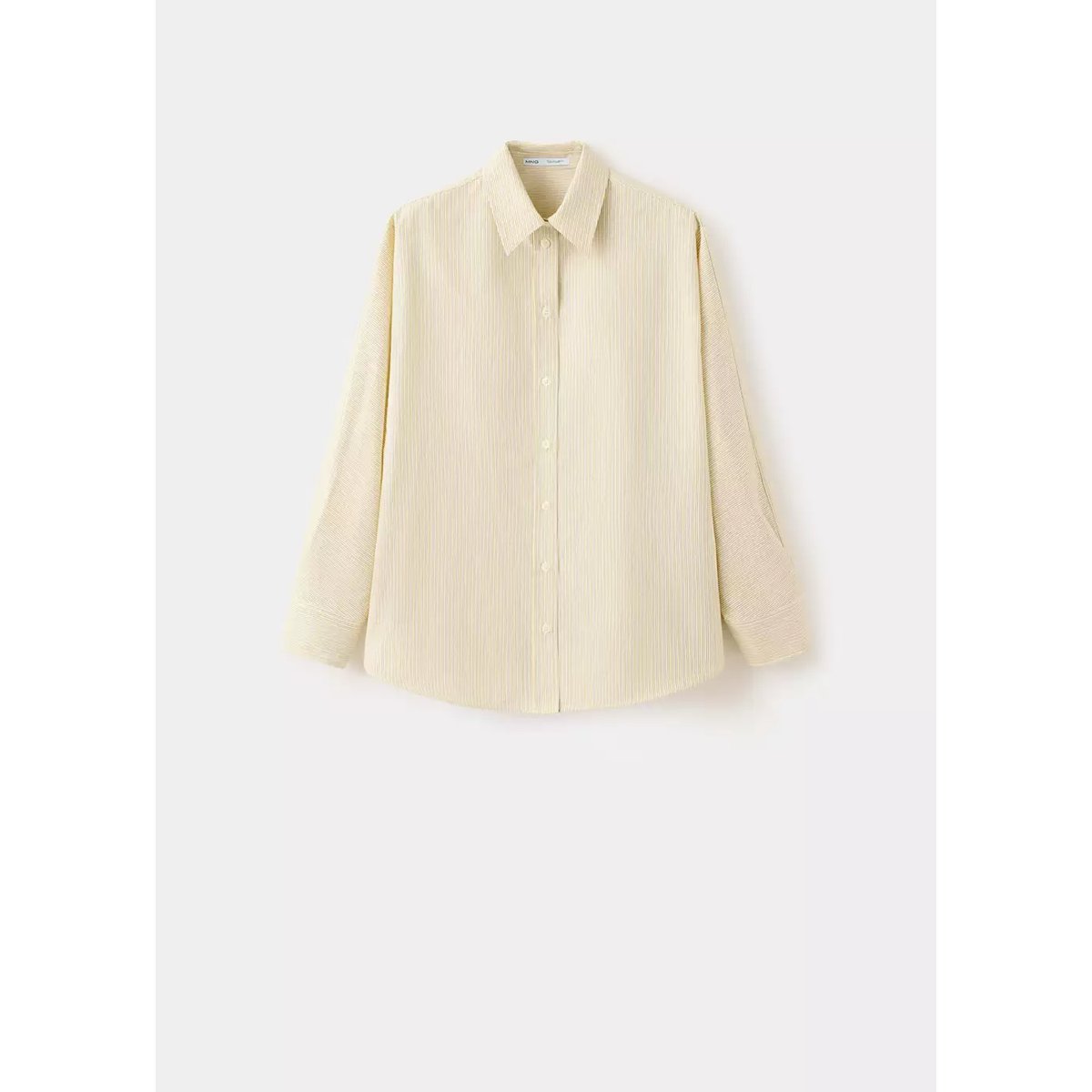 Chemise popeline à rayures jaune pastel, MANGO