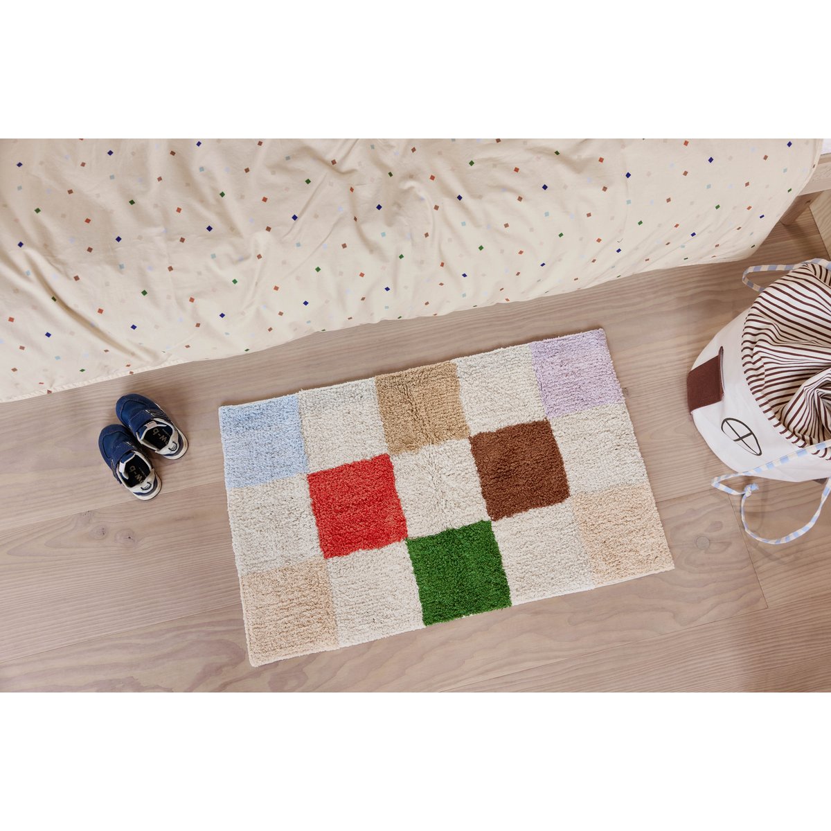 Tapis en coton à motifs d'échecs MINI multi-couleur, OYOY LIVING DESIGN