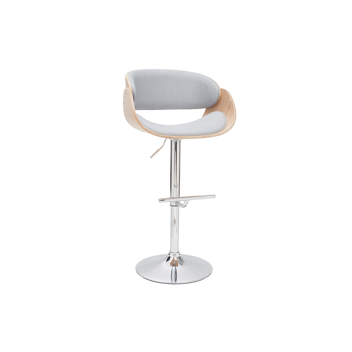 Tabouret de bar design réglable BENT gris clair, MILIBOO