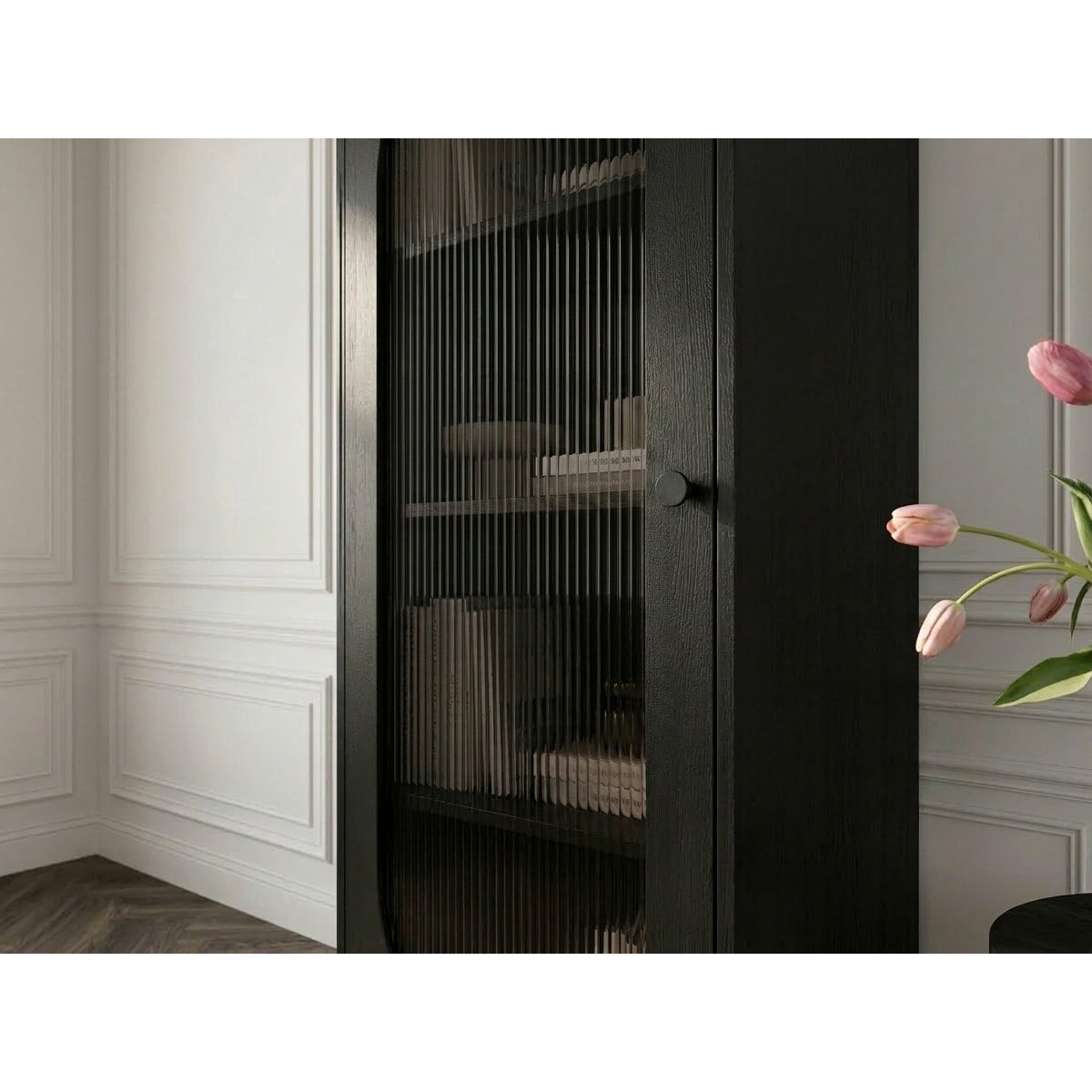 Vitrine 60 cm 1 portes, SOHAN noir, BOBOCHIC