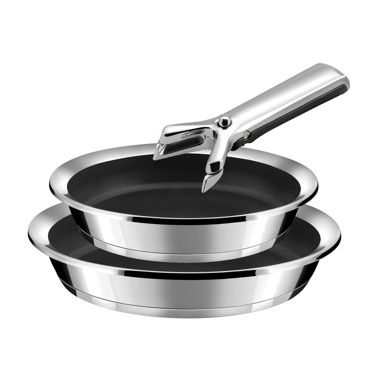 2 poêles revêtement céramique Ø 24/28cm + 1 poignée - YCÔNE inox, CUISINOX