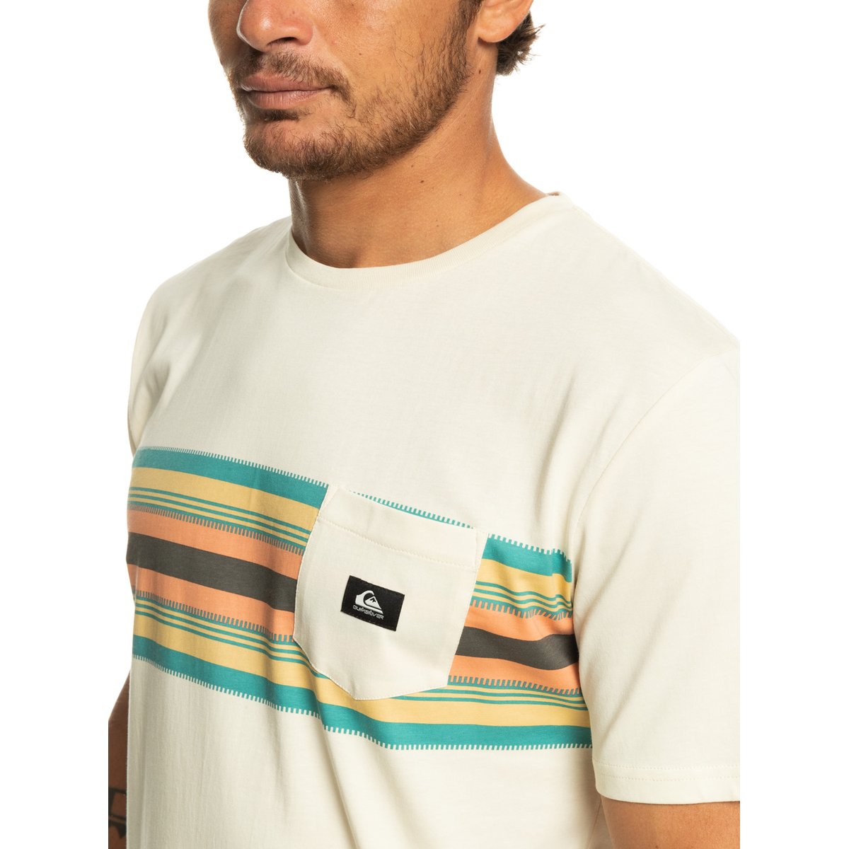 T-shirt avec poche SURFADELICA STRIPE blanc birch, QUIKSILVER