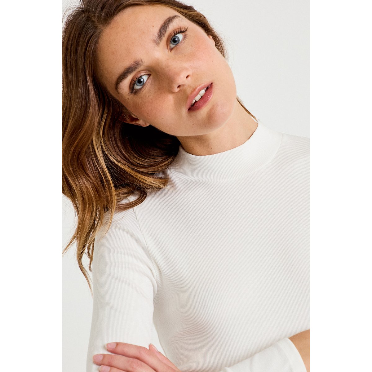 T-shirt ajusté manches longues ecru, CACHE CACHE